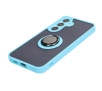 Etui Bizon z uchwytem na palec Hybrid Ring do Galaxy S25 / S24 Przydymione z jasnoniebieską ramką