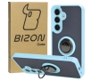 Etui Bizon z uchwytem na palec Hybrid Ring do Galaxy S25 / S24 Przydymione z jasnoniebieską ramką