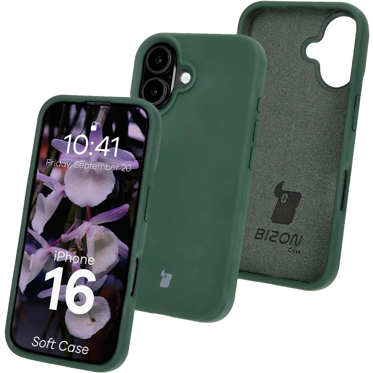 Etui Bizon Silikonowe Soft do iPhone 16 Ciemnozielony