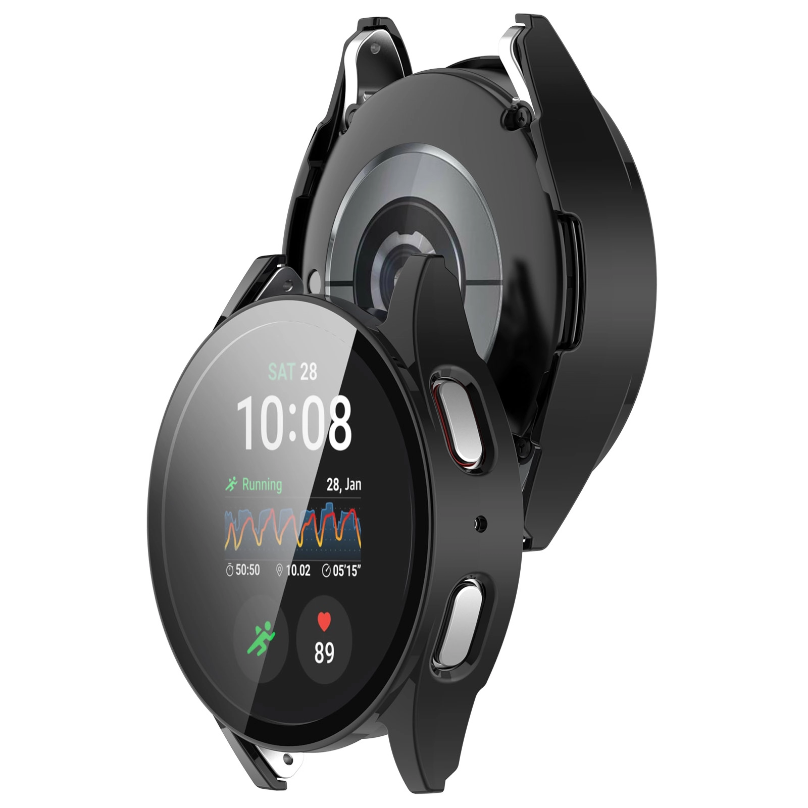 Nakładka na tarczę Bizon ze szkłem do Galaxy Watch 7 40mm Czarny