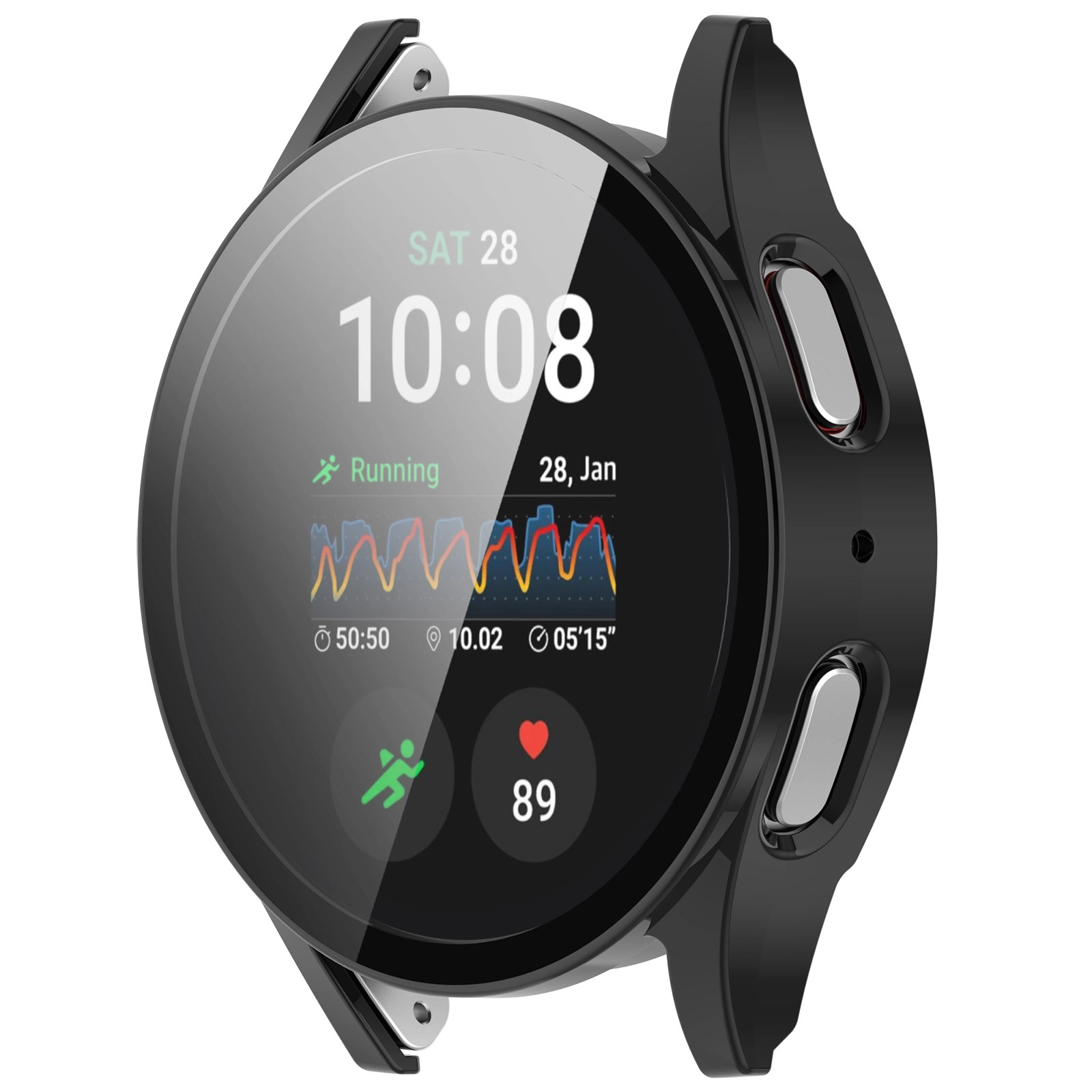 Nakładka na tarczę Bizon ze szkłem do Galaxy Watch 7 40mm Czarny