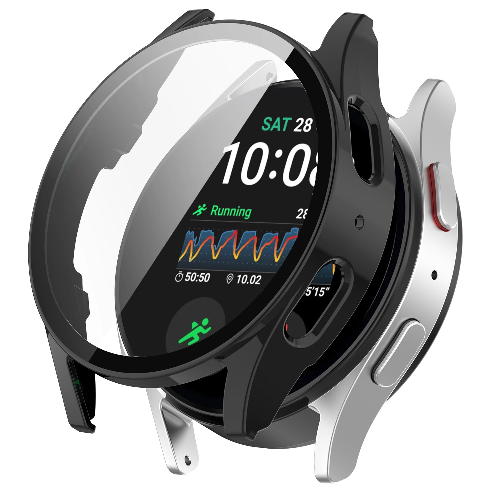 Nakładka na tarczę Bizon ze szkłem do Galaxy Watch 7 40mm Czarny