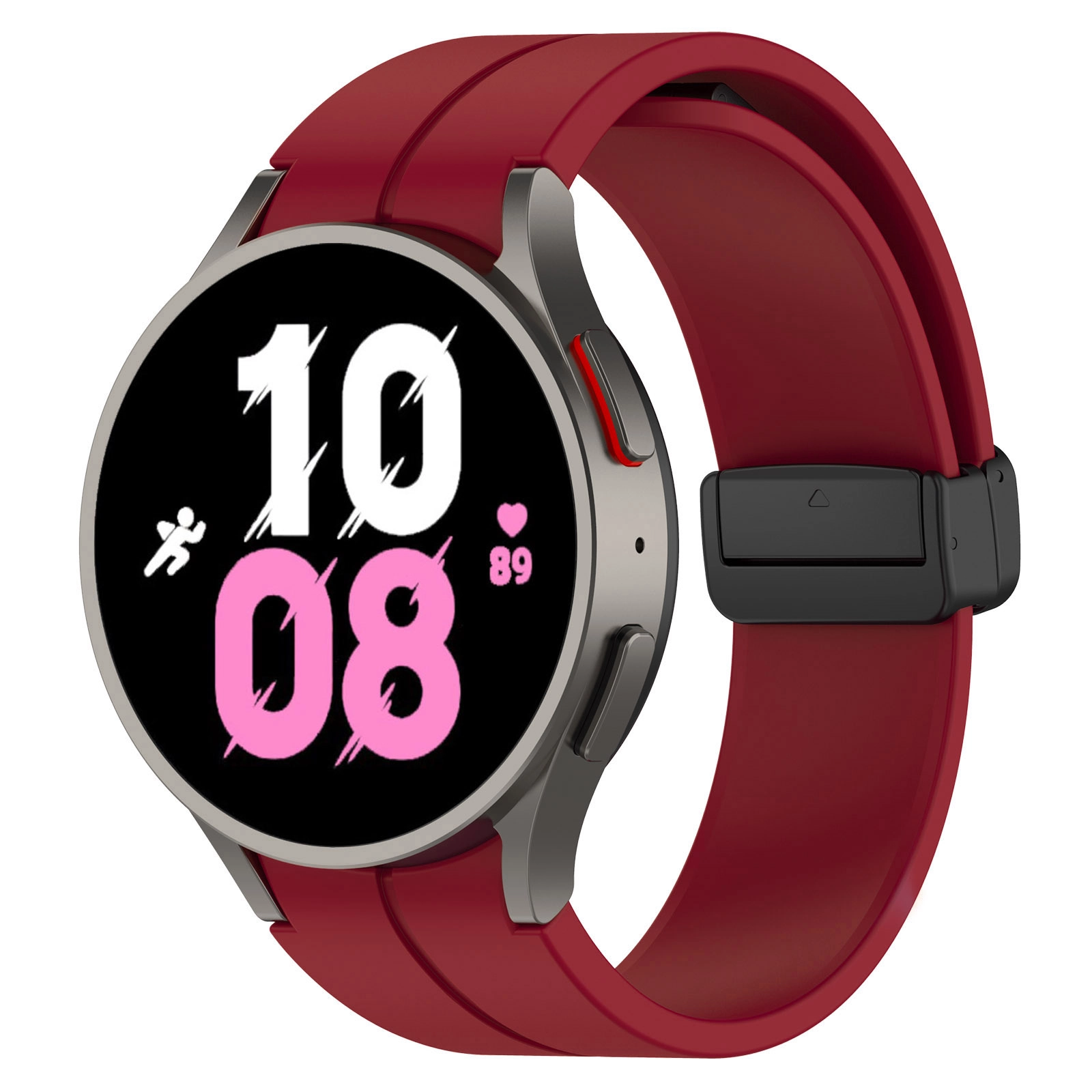 Pasek Bizon Strap Watch Silicone L do Galaxy Watch FE/7/6/6 Classic/5/5 Pro/4/4 Classic Burgundowy