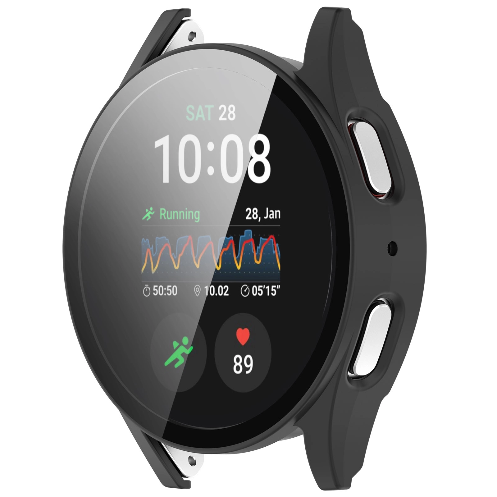 Nakładka na tarczę Bizon ze szkłem do Galaxy Watch 7 40mm Czarny Matowy