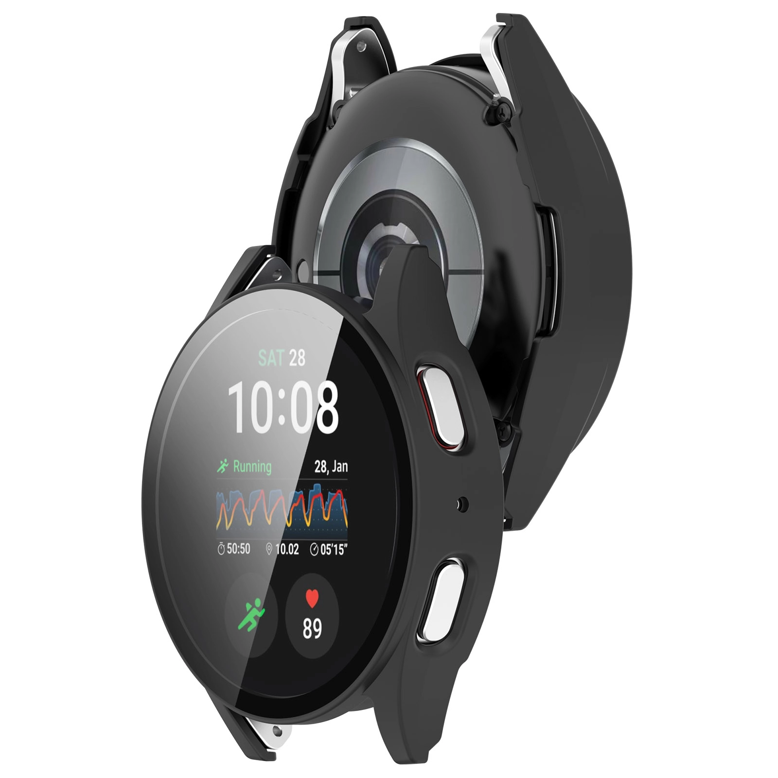 Nakładka na tarczę Bizon ze szkłem do Galaxy Watch 7 40mm Czarny Matowy