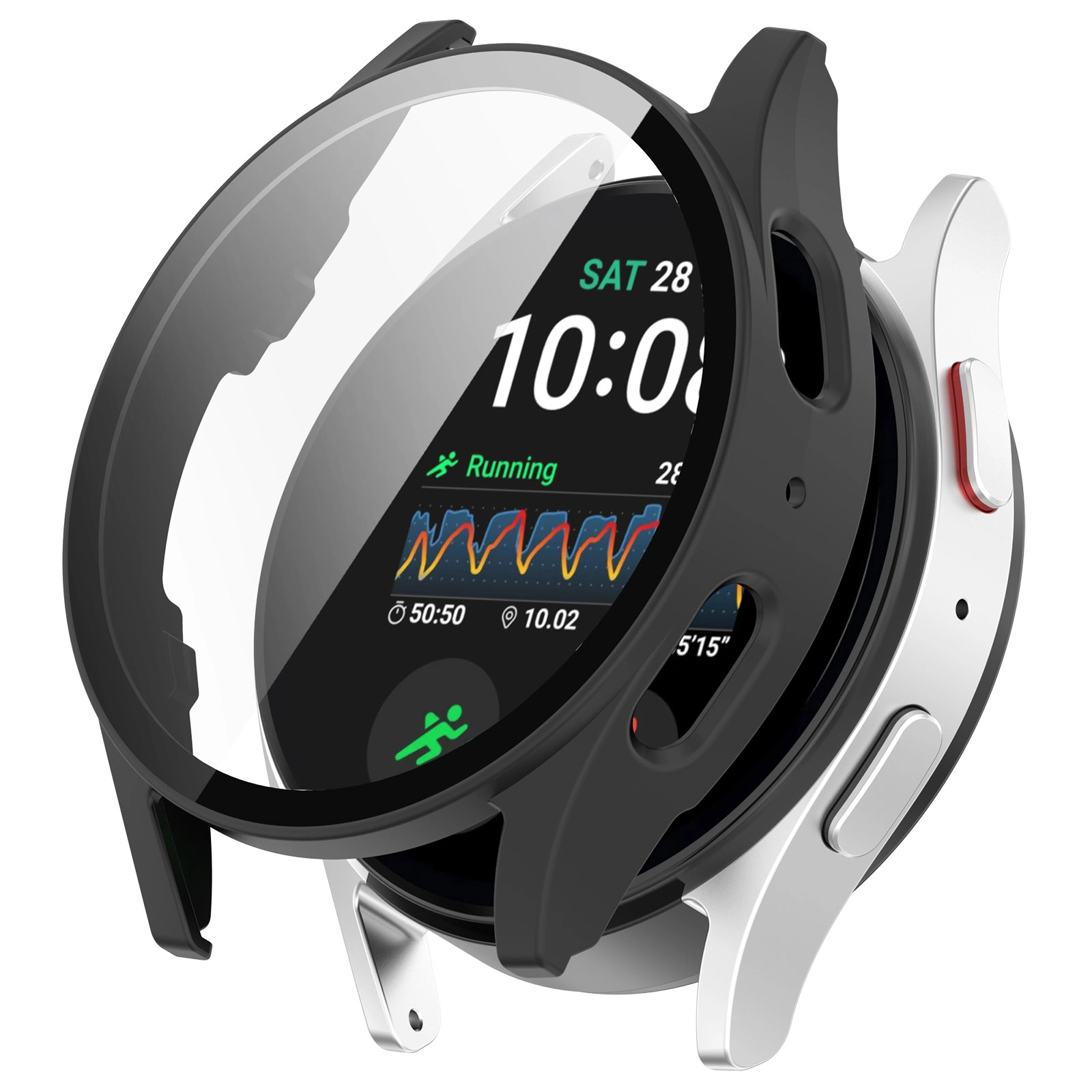 Nakładka na tarczę Bizon ze szkłem do Galaxy Watch 7 40mm Czarny Matowy