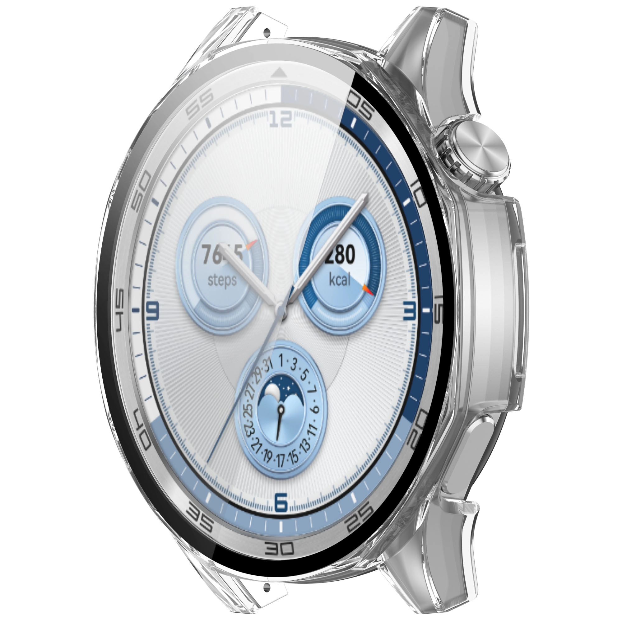 Nakładka na tarczę Bizon ze szkłem do Huawei Watch GT 5 46mm Przezroczysty