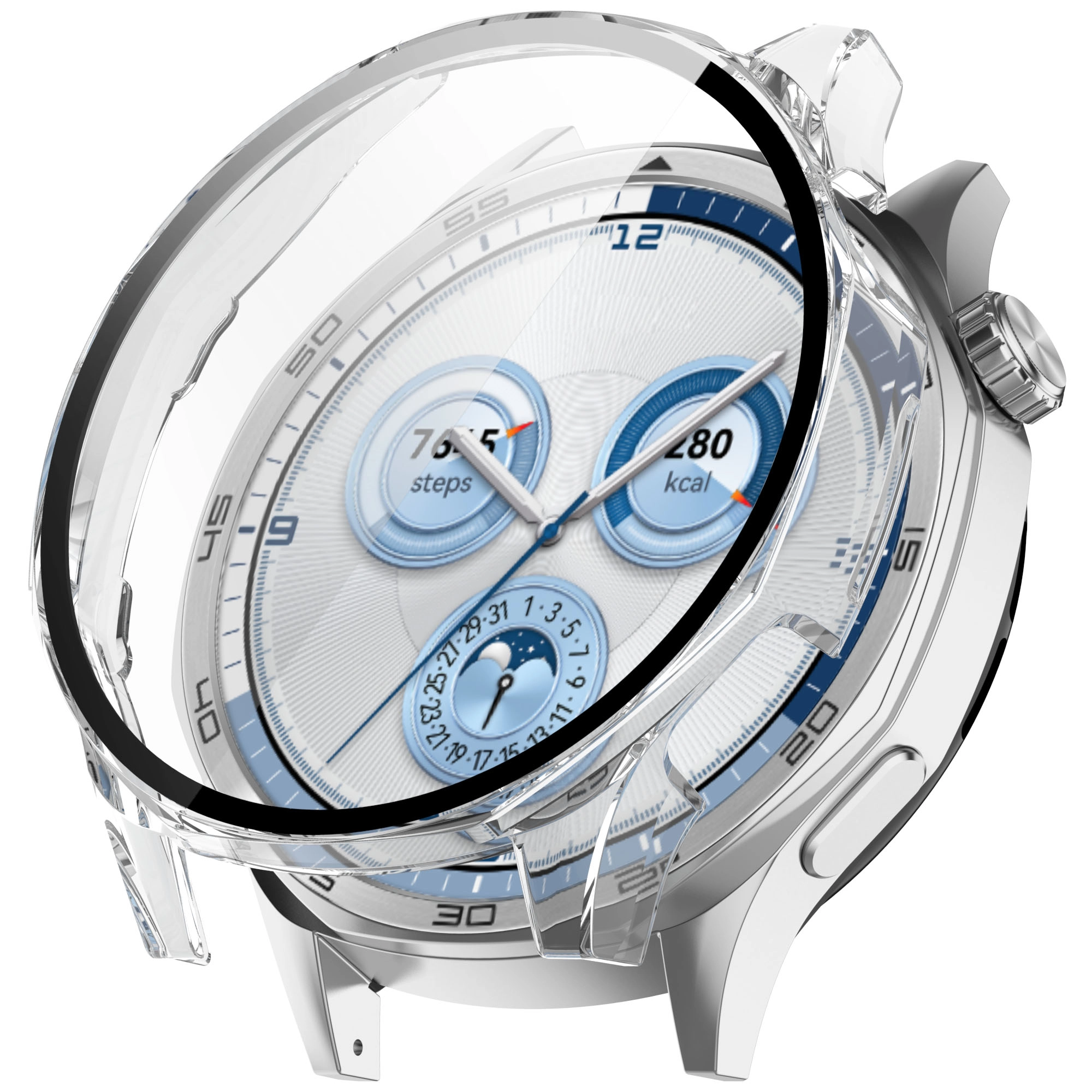 Nakładka na tarczę Bizon ze szkłem do Huawei Watch GT 5 46mm Przezroczysty