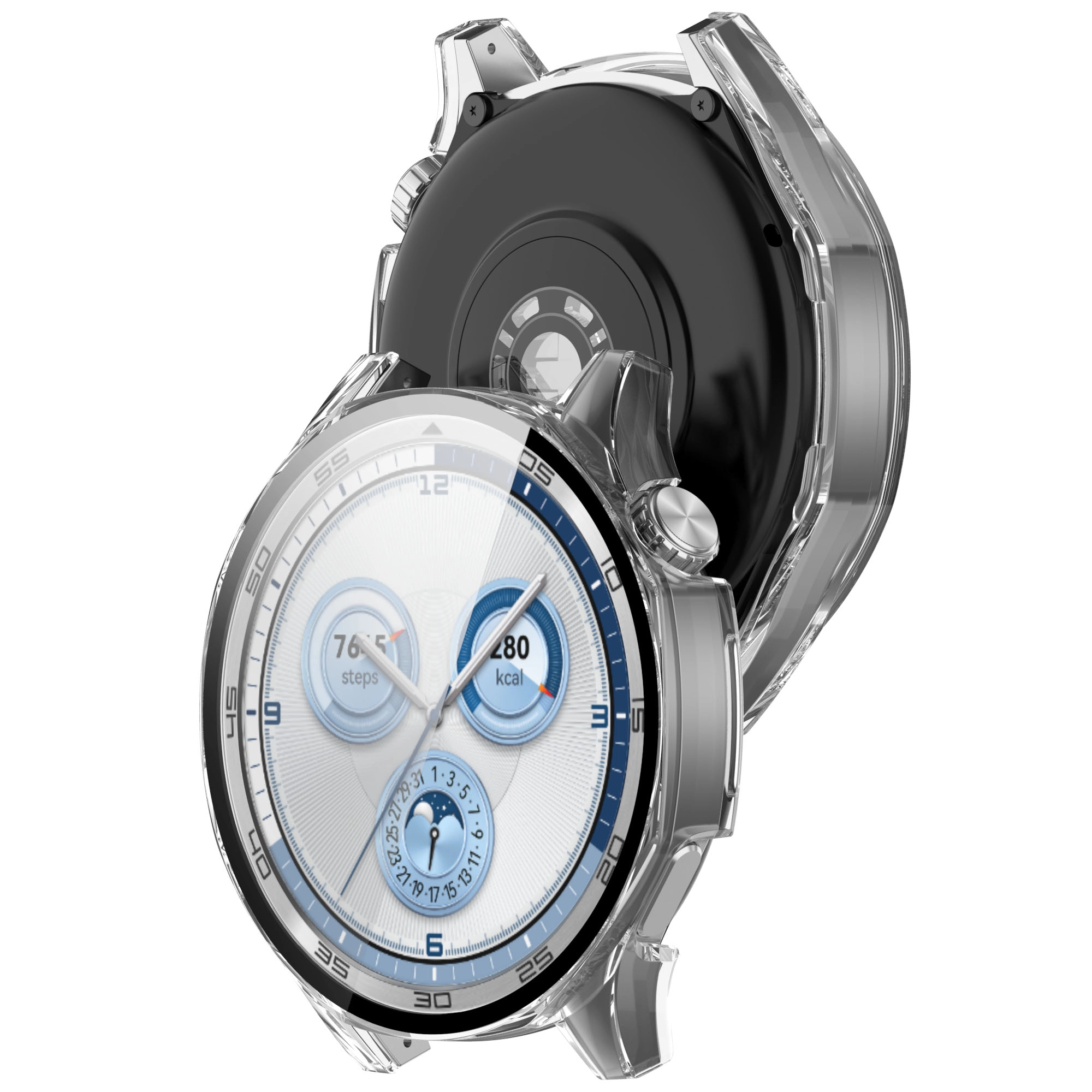 Nakładka na tarczę Bizon ze szkłem do Huawei Watch GT 5 46mm Przezroczysty