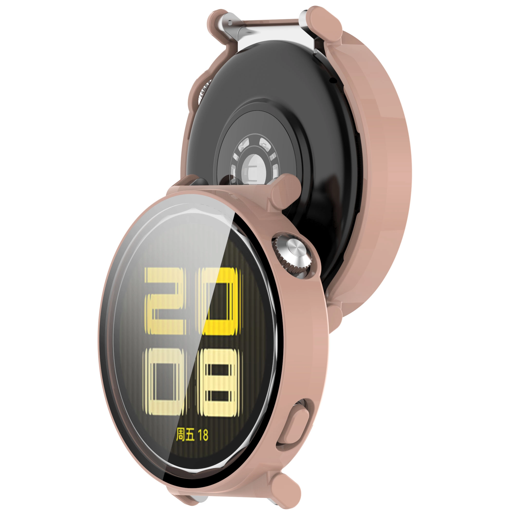 Nakładka na tarczę Bizon ze szkłem do Huawei Watch GT 5 41mm Różowy