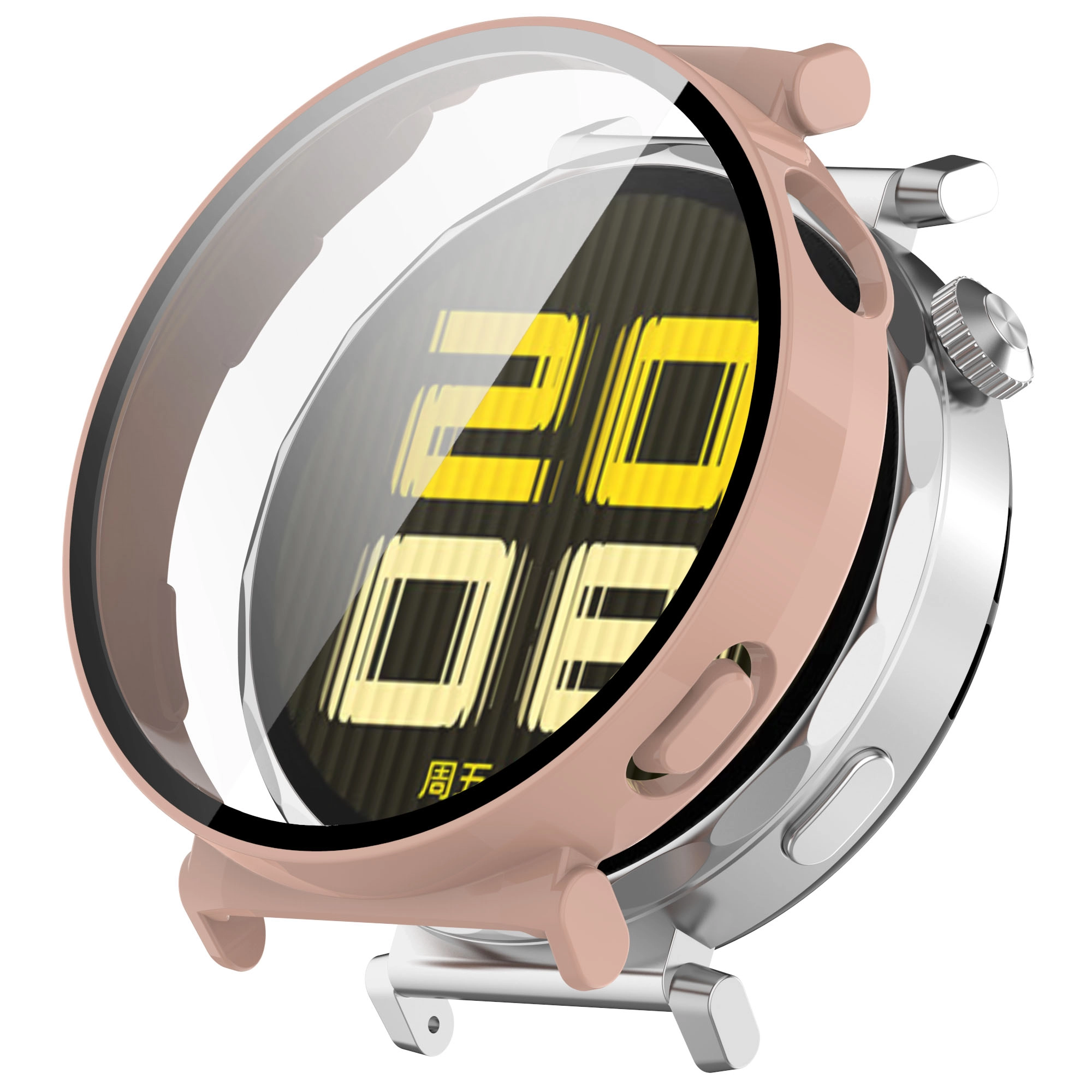 Nakładka na tarczę Bizon ze szkłem do Huawei Watch GT 5 41mm Różowy