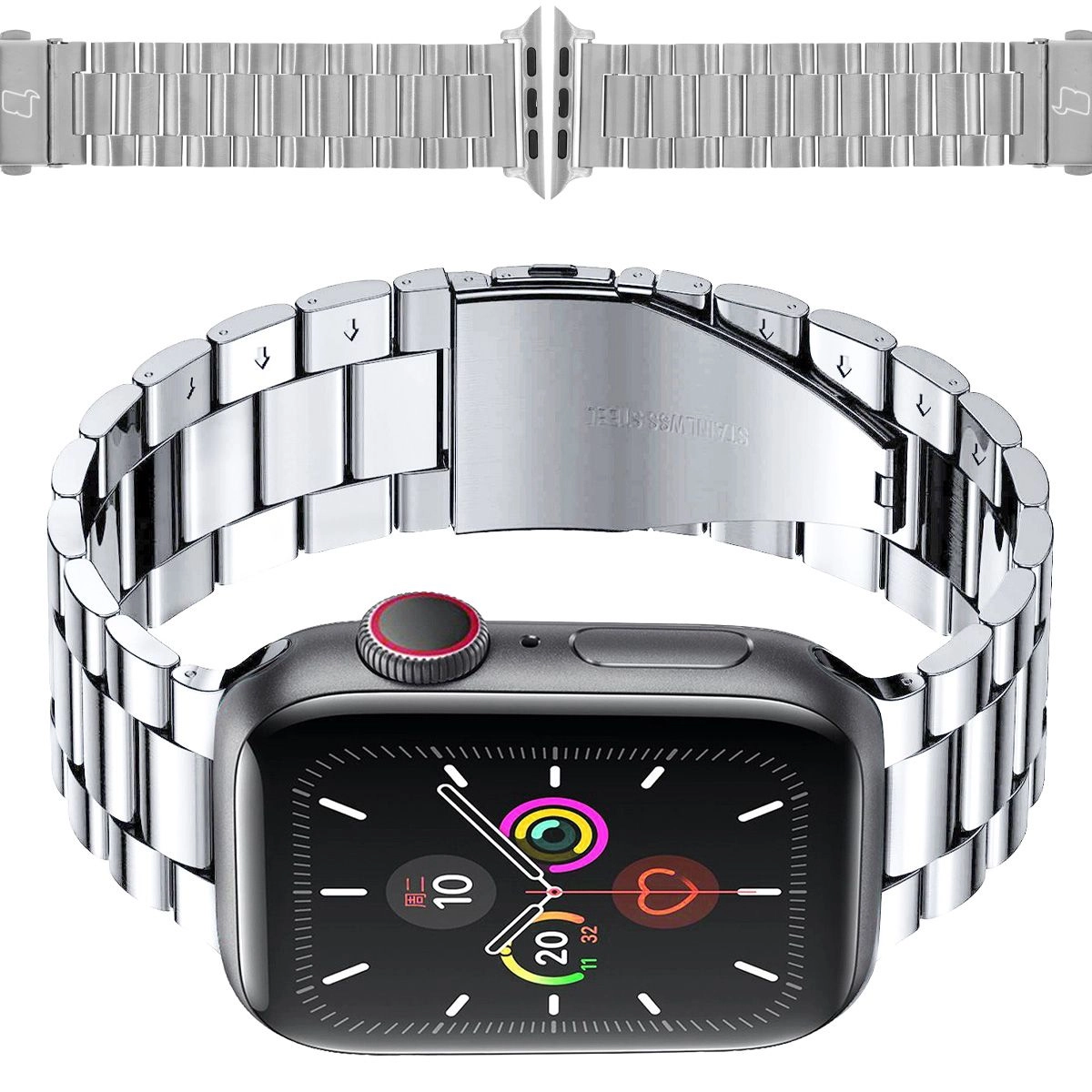Bransoleta Bizon ze stali nierdzewnej Aura do Apple Watch 49/46/45/44/42mm Srebrny