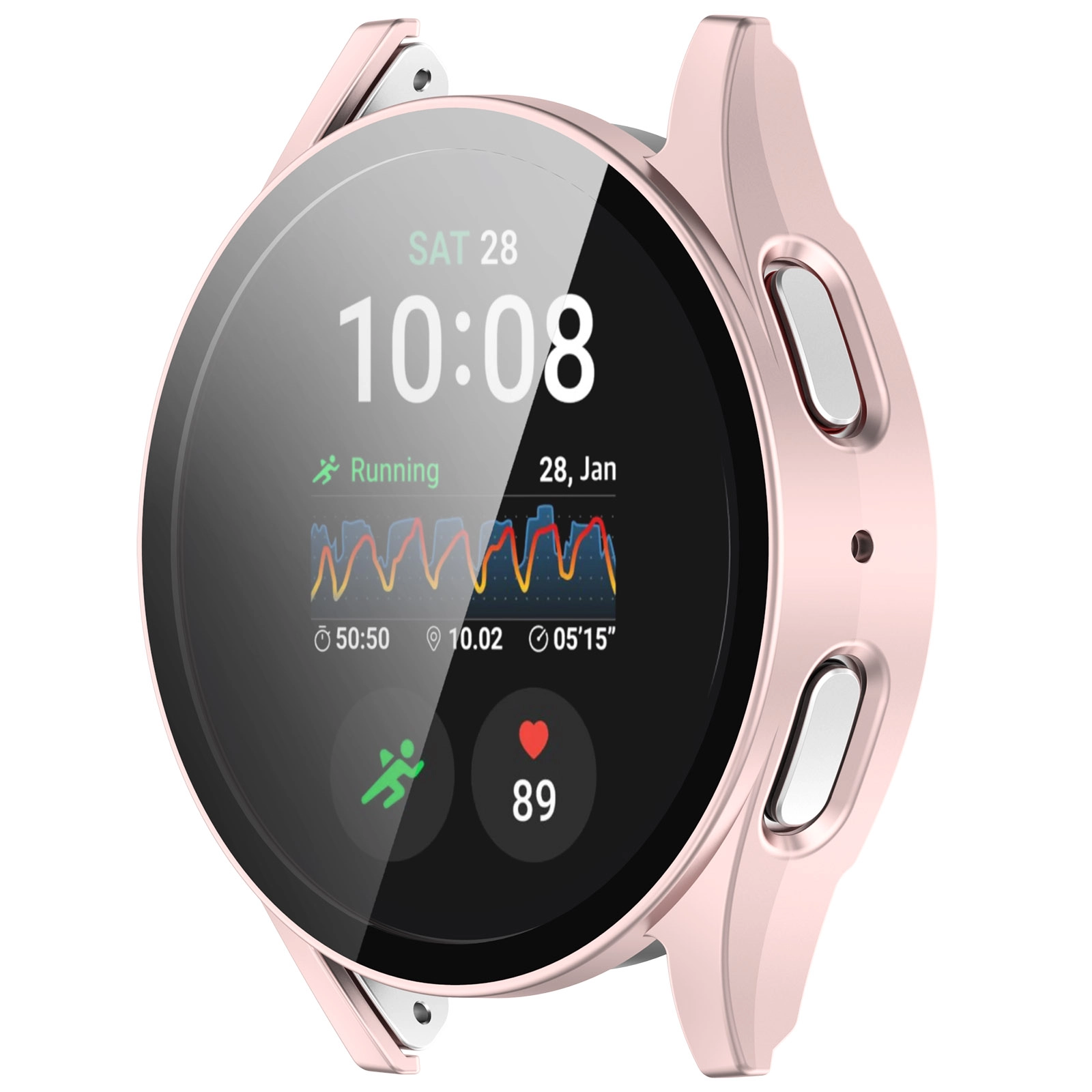 Nakładka na tarczę Bizon ze szkłem do Galaxy Watch 7 44mm Satynowo-różowy