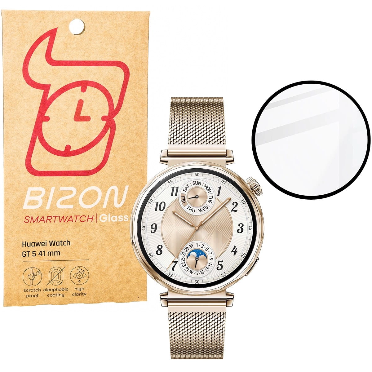 Szkło hybrydowe Bizon Edge Hybrid do Huawei Watch GT 5 41mm