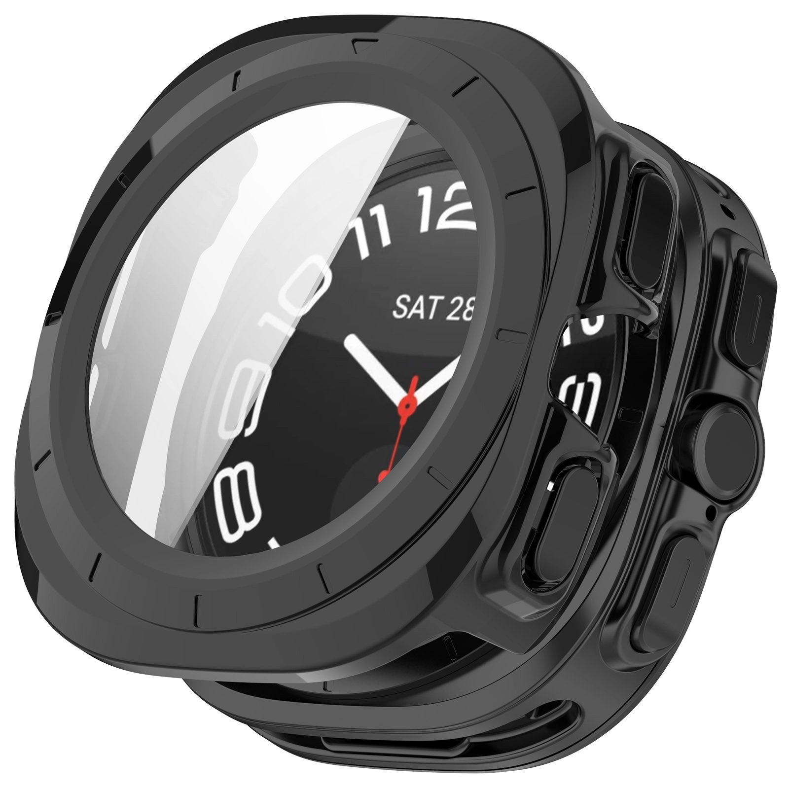 Nakładka na tarczę Bizon ze szkłem do Galaxy Watch Ultra 47mm Czarny