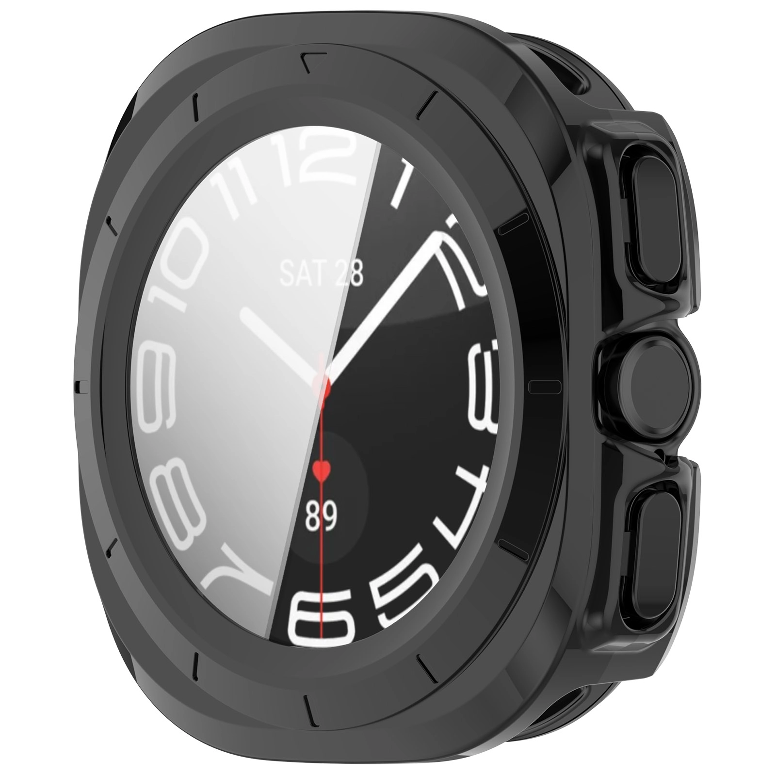 Nakładka na tarczę Bizon ze szkłem do Galaxy Watch Ultra 47mm Czarny