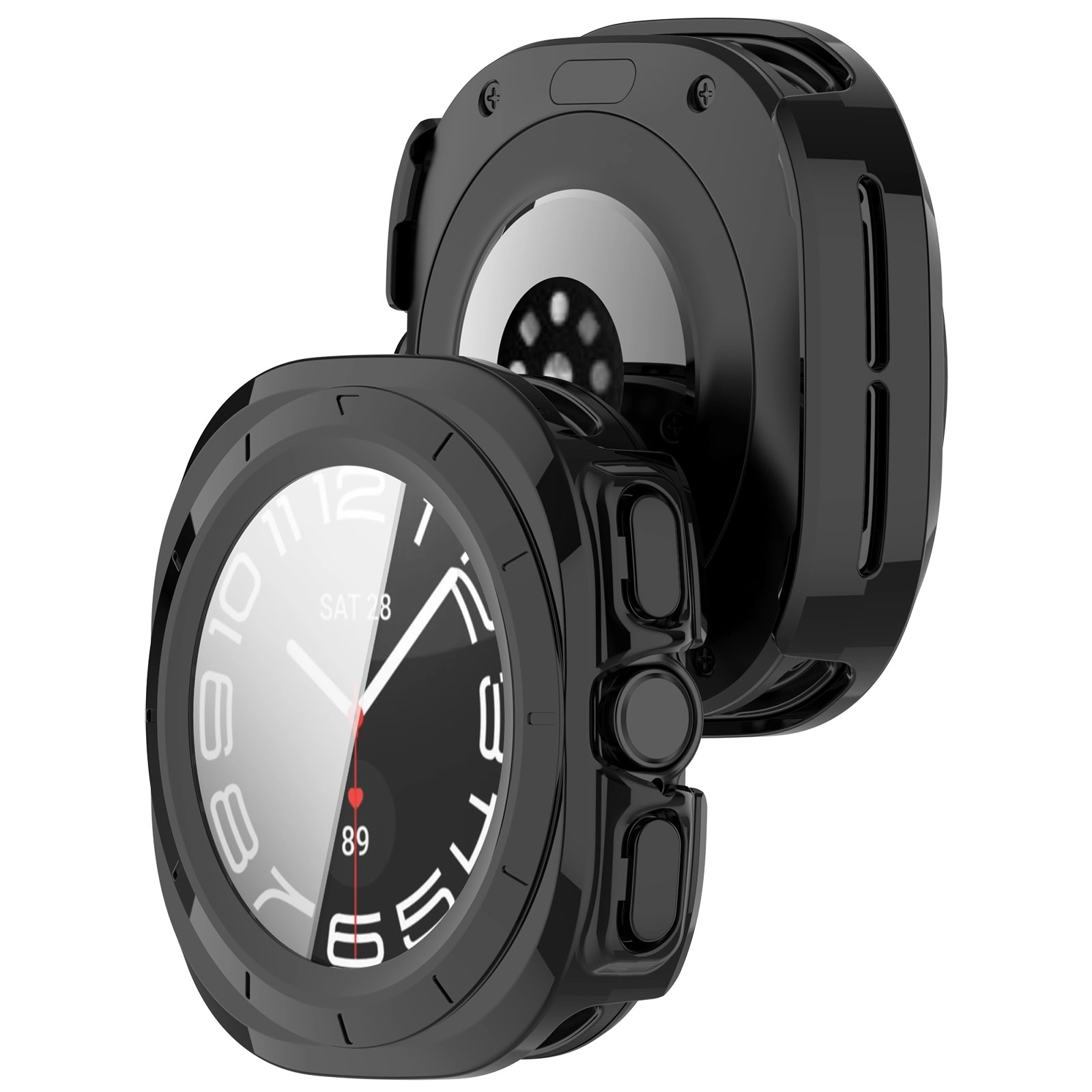 Nakładka na tarczę Bizon ze szkłem do Galaxy Watch Ultra 47mm Czarny
