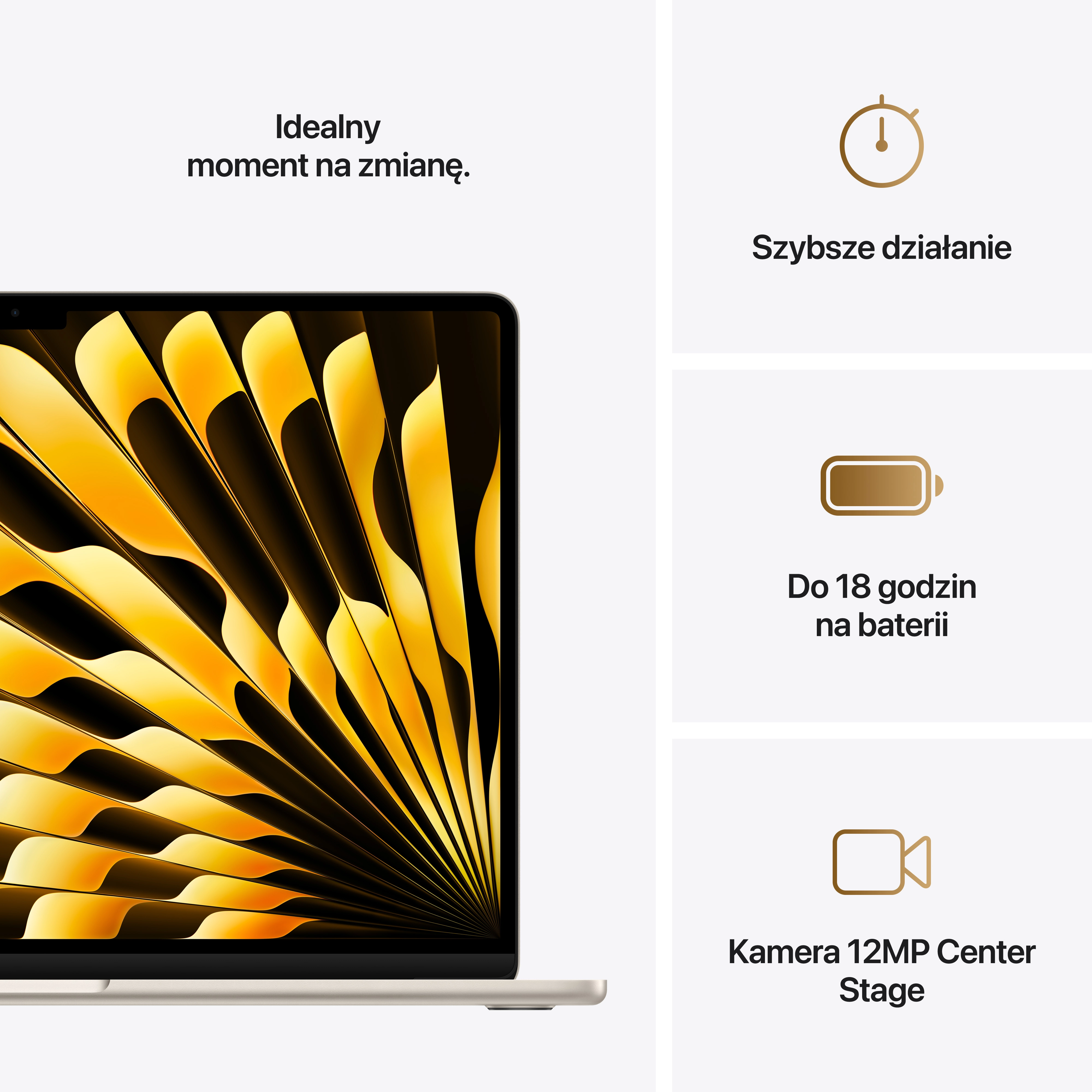 Apple MacBook Air 2025 15,3" M4 16GB RAM 512GB Dysk macOS Księżycowa poświata