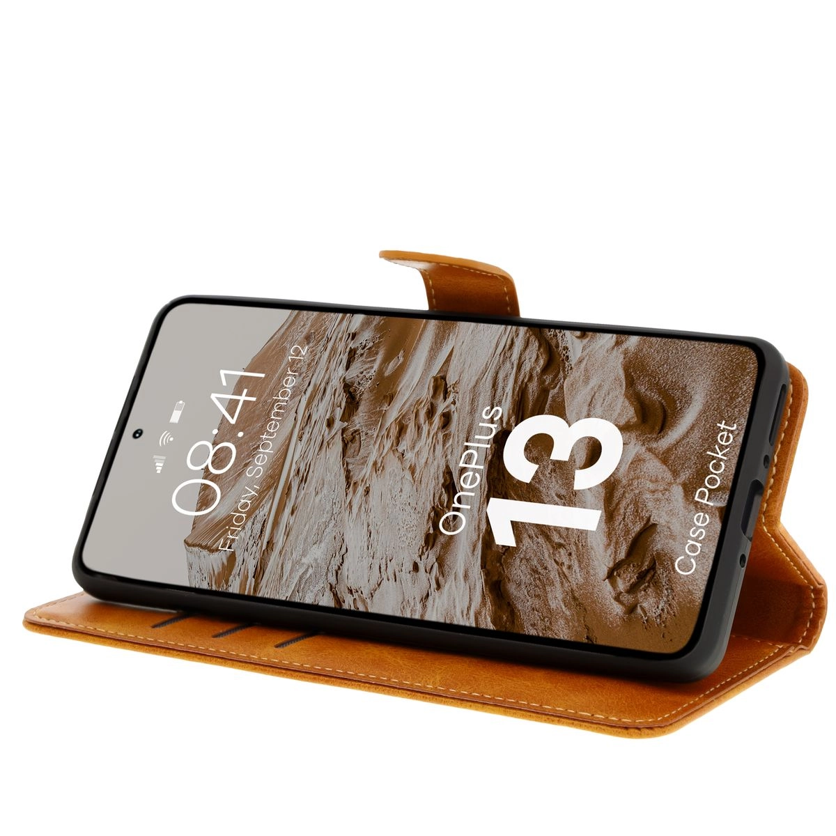 Etui Bizon z klapką Pocket do OnePlus 13 Brązowy