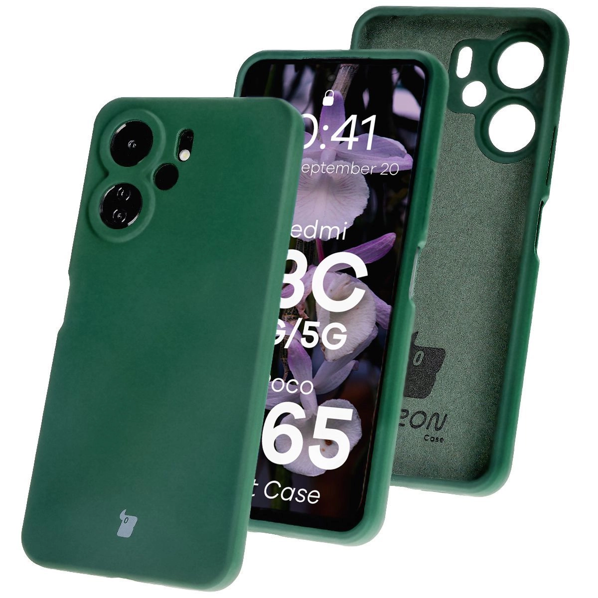 Etui Bizon Silikonowe Soft do Xiaomi Redmi 13C 4G/Xiaomi Redmi 13C 5G/Xiaomi Poco C65 Ciemnozielony