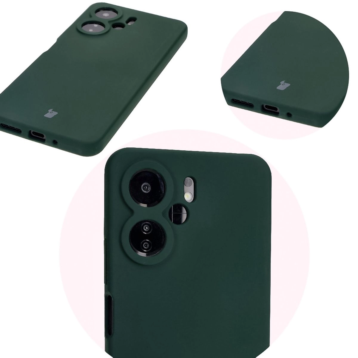 Etui Bizon Silikonowe Soft do Xiaomi Redmi 13C 4G/Xiaomi Redmi 13C 5G/Xiaomi Poco C65 Ciemnozielony