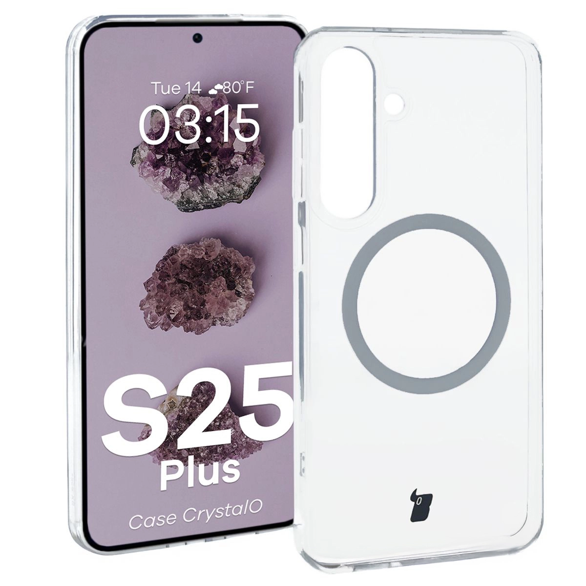 Etui Bizon CrystalO z MagSafe do Galaxy S25 Plus Przezroczyste