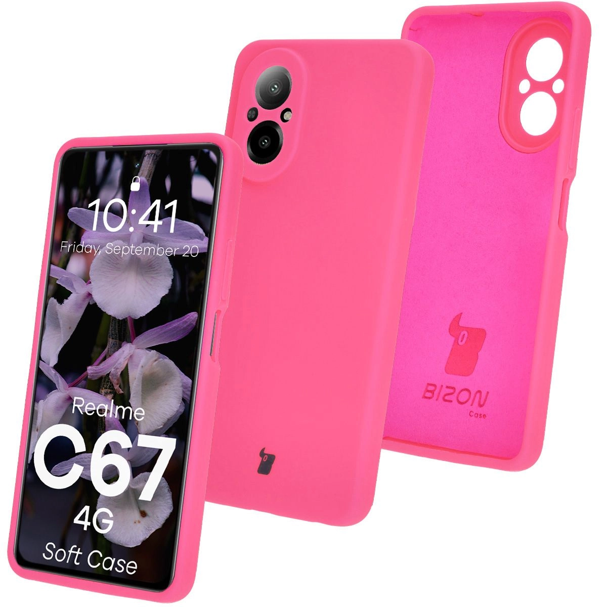 Etui Bizon Silikonowe Soft do Realme C67 4G Neonowo-różowy