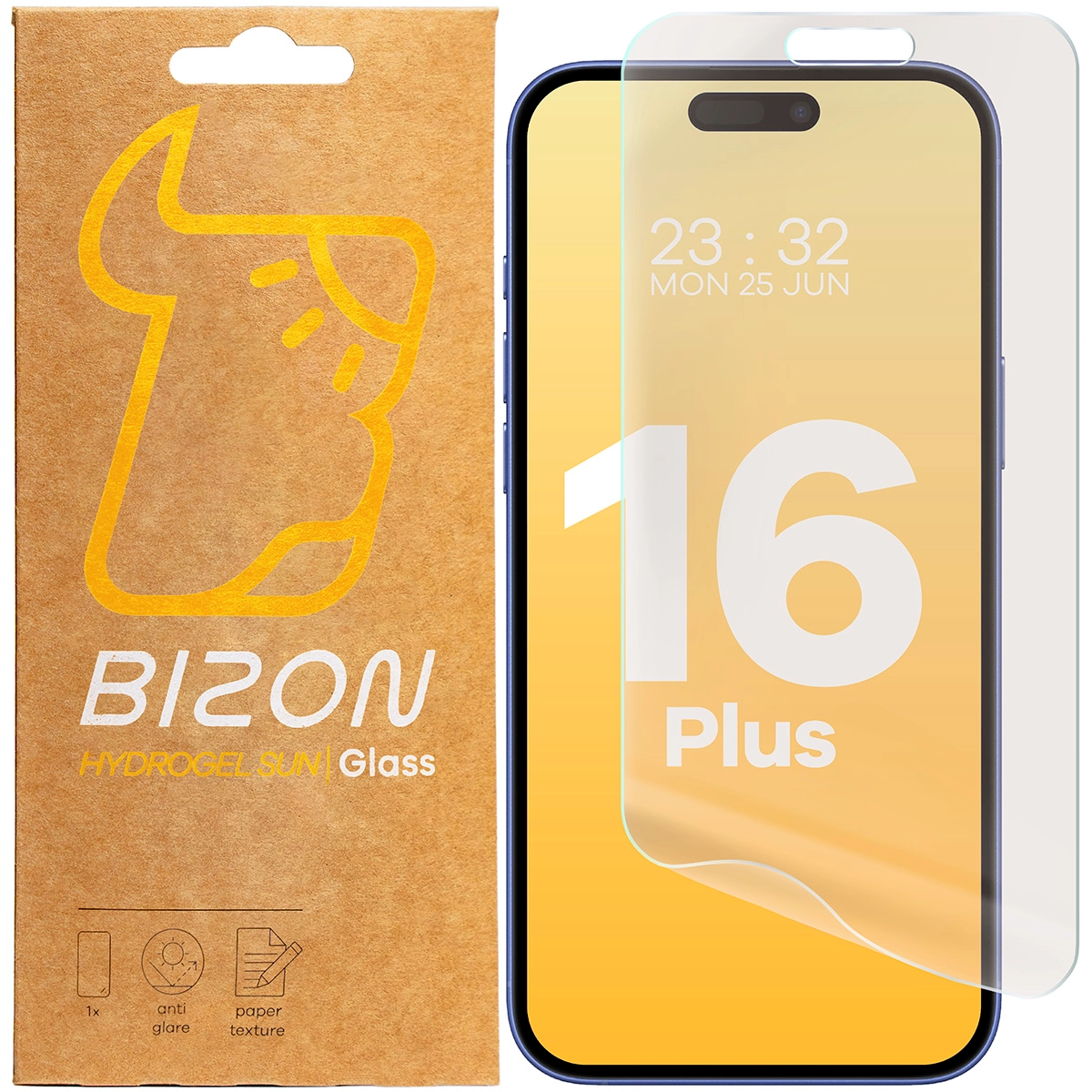 Folia ochronna Bizon matowa Film Sun do iPhone 16 Plus 2 sztuki