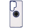 Etui Bizon z uchwytem na palec Hybrid Ring do Galaxy S25 Ultra Przydymione z jasnoniebieską ramką