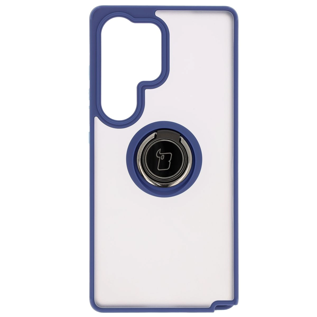Etui Bizon z uchwytem na palec Hybrid Ring do Galaxy S25 Ultra Przydymione z jasnoniebieską ramką