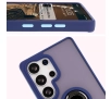 Etui Bizon z uchwytem na palec Hybrid Ring do Galaxy S25 Ultra Przydymione z jasnoniebieską ramką
