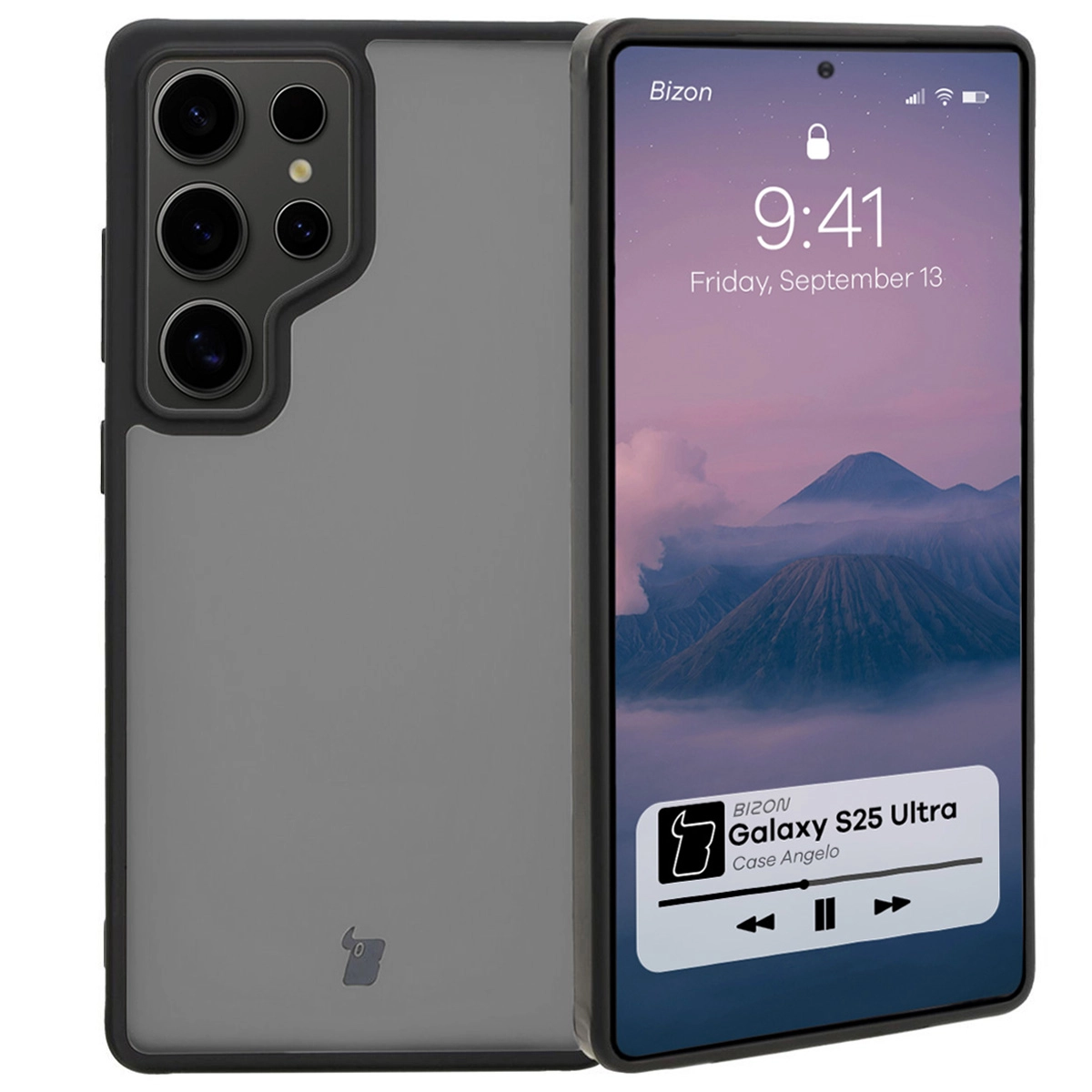 Etui Bizon Angelo do Galaxy S25 Ultra Przydymione z czarną ramką