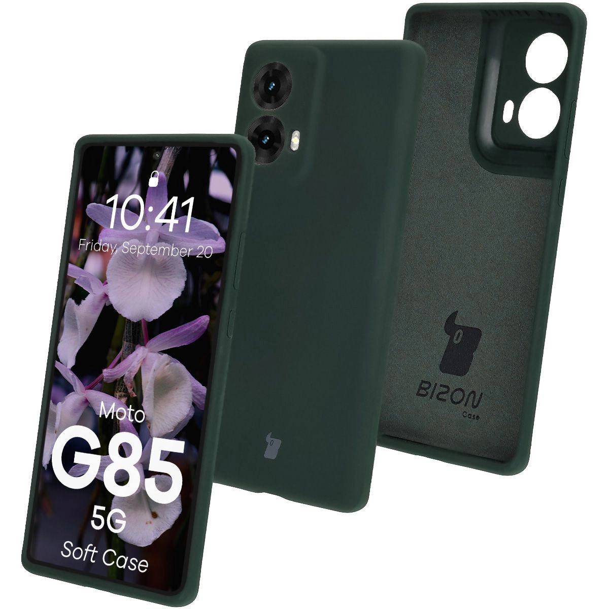 Etui Bizon Silikonowe Soft do Motorola Moto G85 5G Ciemnozielony
