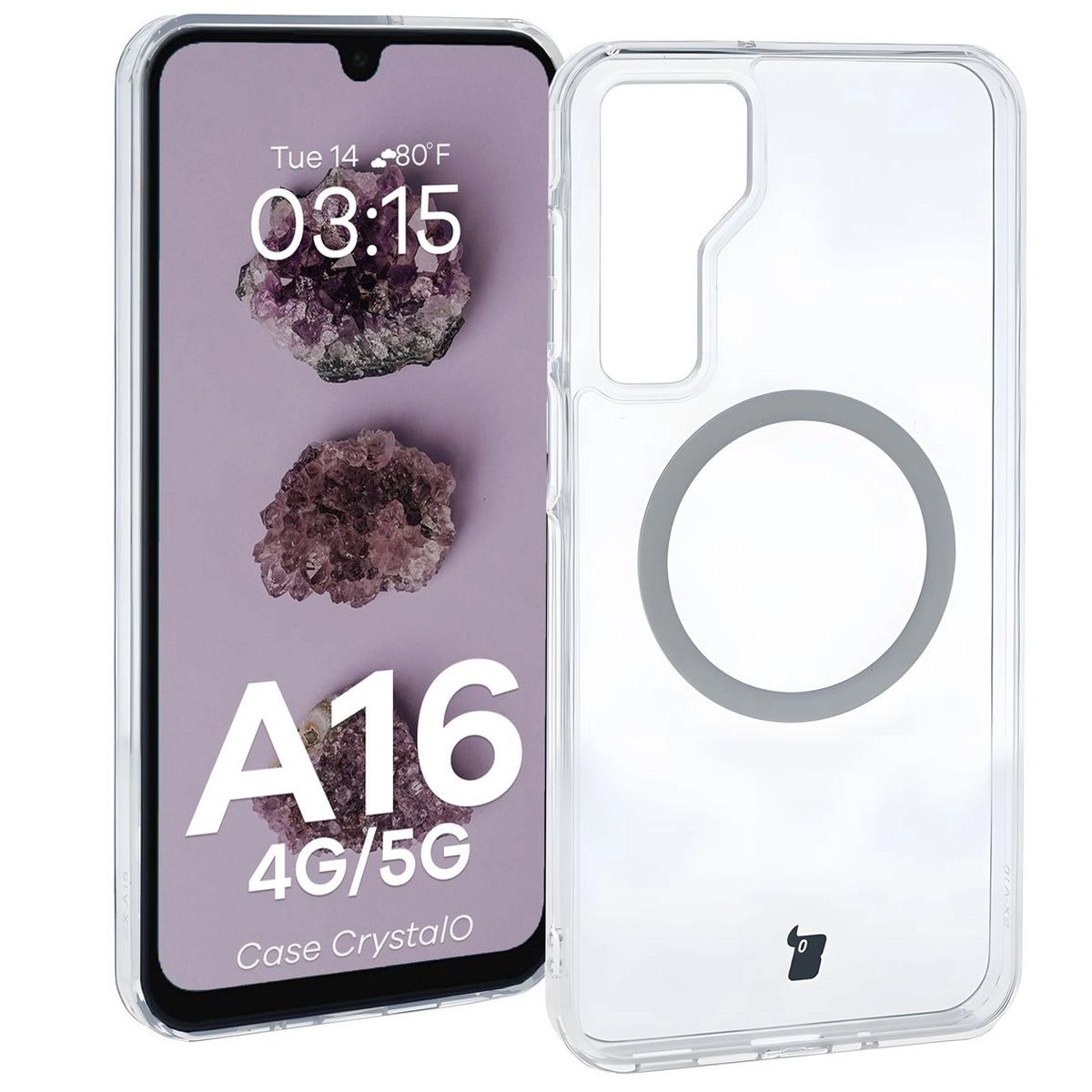 Etui Bizon CrystalO z MagSafe do Galaxy A16 4G/5G Przezroczyste