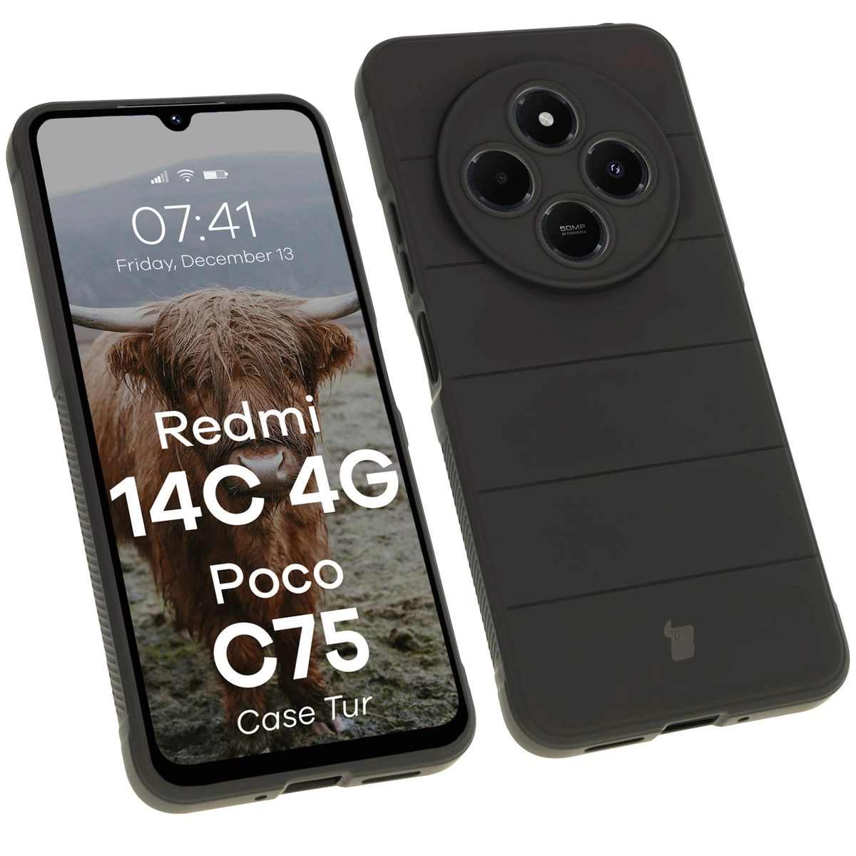Etui Bizon Tur do Xiaomi Redmi 14C 4G / POCO C75 Czarny