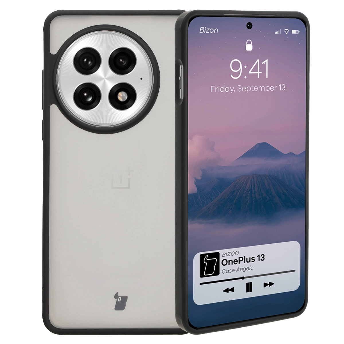 Etui Bizon Angelo do OnePlus 13 Przydymione z czarną ramką