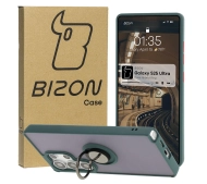 Bizon z uchwytem na palec Hybrid Ring do Galaxy S25 Ultra Przydymione z ciemnozieloną ramką