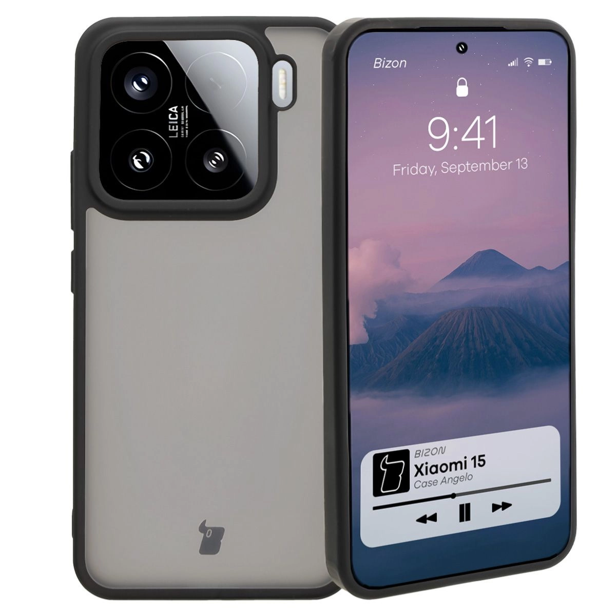 Etui Bizon Angelo do Xiaomi 15 Przydymione z czarną ramką