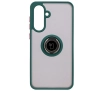 Etui Bizon z uchwytem na palec Hybrid Ring do Galaxy A36 5G / A56 5G Przydymione z ciemnozieloną ramką