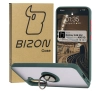 Etui Bizon z uchwytem na palec Hybrid Ring do Galaxy A36 5G / A56 5G Przydymione z ciemnozieloną ramką