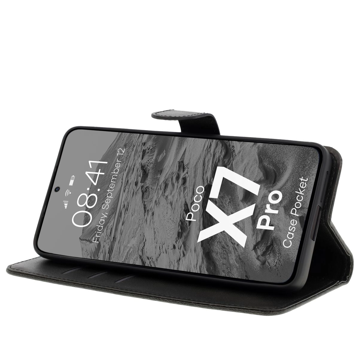Etui Bizon z klapką Pocket do Xiaomi Poco X7 Pro Czarny