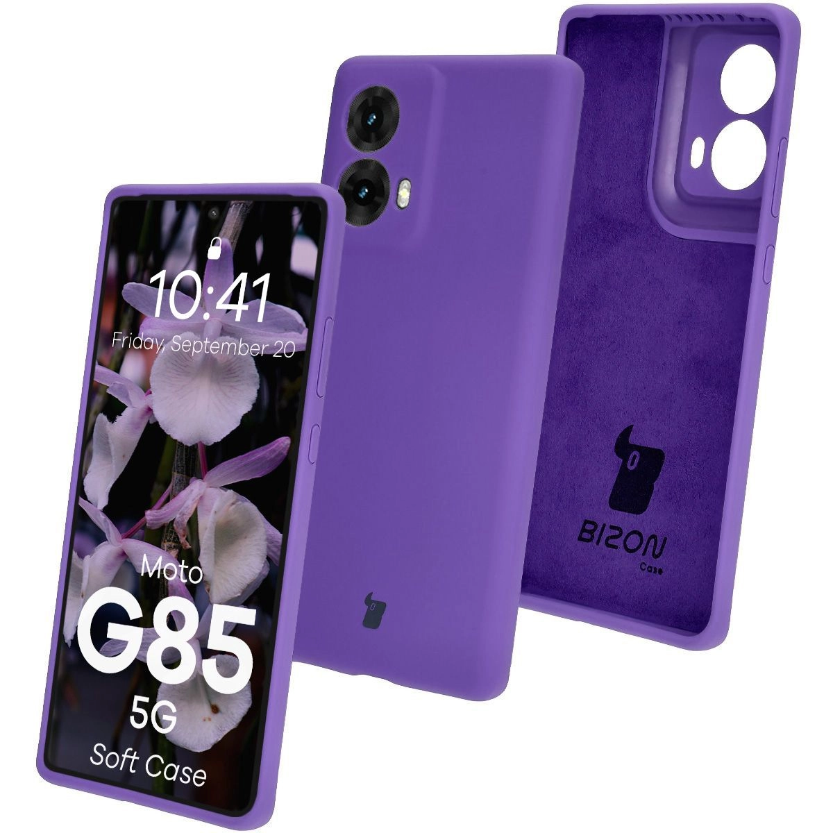 Etui Bizon Silikonowe Soft do Motorola Moto G85 5G Fioletowy