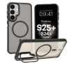 Etui Bizon Eclipse z MagSafe i podstawką do Galaxy S25 Plus/S24 Plus Przydymione z czarną ramką