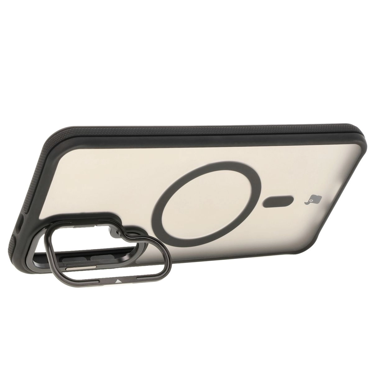 Etui Bizon Eclipse z MagSafe i podstawką do Galaxy S25 Plus/S24 Plus Przydymione z czarną ramką