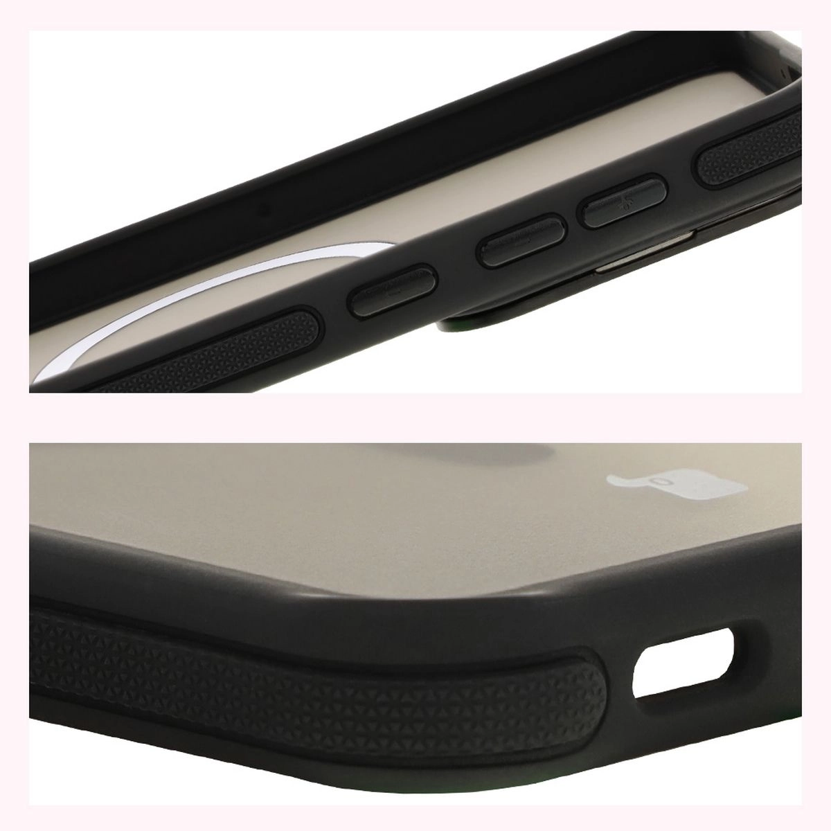 Etui Bizon Eclipse z MagSafe i podstawką do Galaxy S25 Plus/S24 Plus Przydymione z czarną ramką