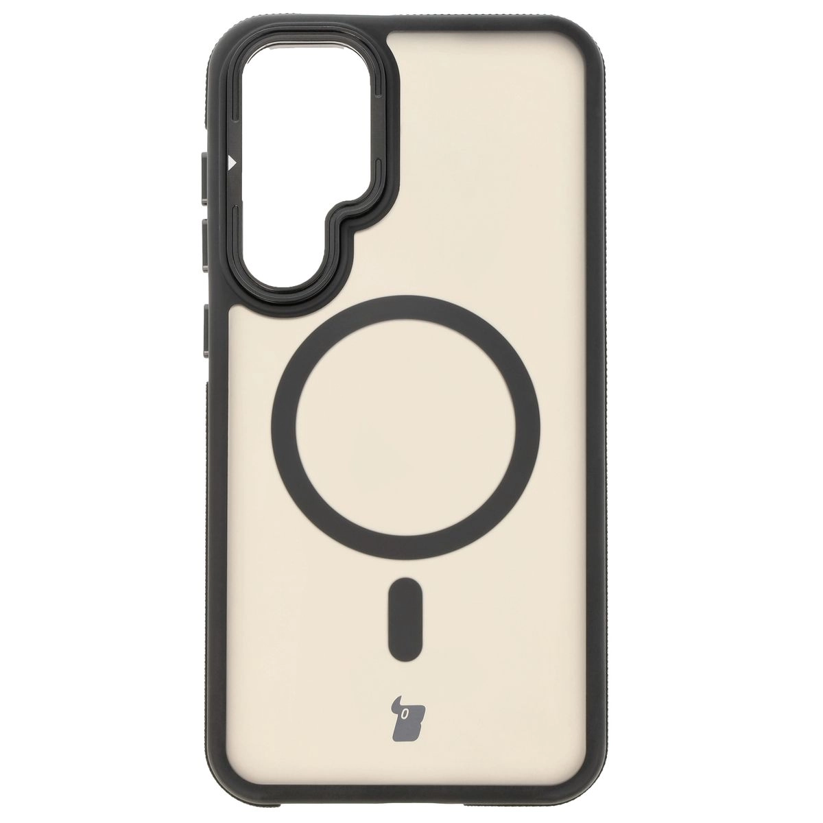Etui Bizon Eclipse z MagSafe i podstawką do Galaxy S25 Plus/S24 Plus Przydymione z czarną ramką