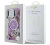 Etui Guess Glitter Flowers Triangle Buttons MagSafe do iPhone 16 Pro Max Fioletowy