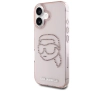 Etui Karl Lagerfeld IML Rhinestones Karl Head do iPhone 16 Różowy