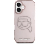 Etui Karl Lagerfeld IML Rhinestones Karl Head do iPhone 16 Różowy