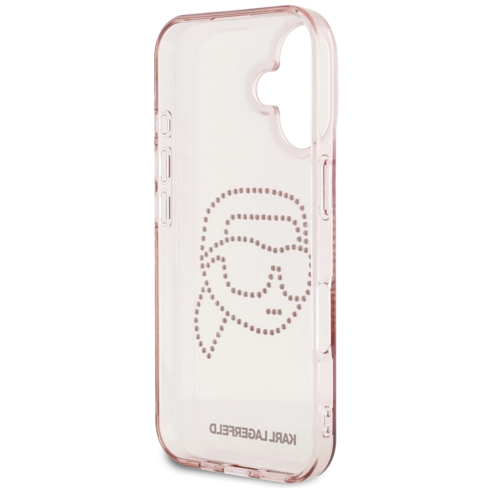 Etui Karl Lagerfeld IML Rhinestones Karl Head do iPhone 16 Różowy